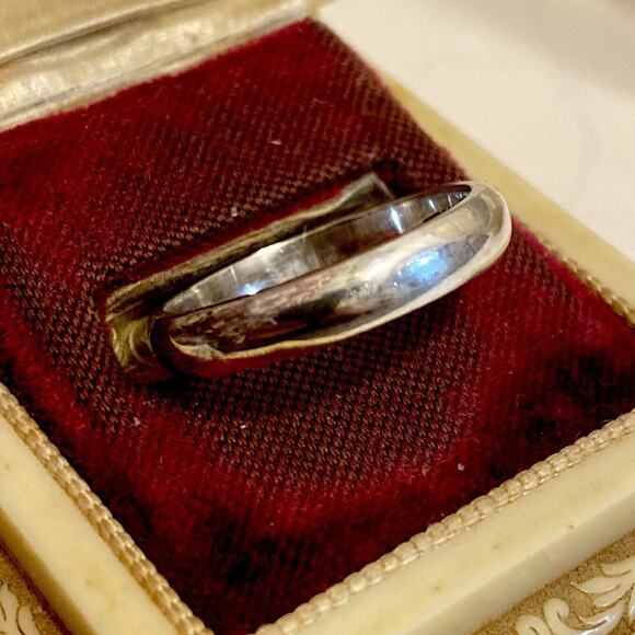 Vintage 925 Sterling Silver Sz 7 Plain Wedding Band Ring Signed Mexico - Picture 2 of 5